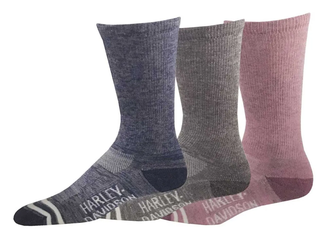 Harley-Davidson Women's Random Feed Crew Riding Socks, 3 Pack D89233070-990