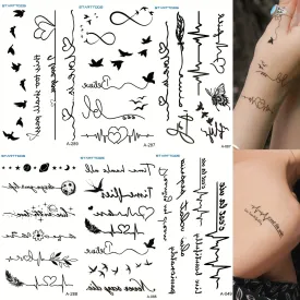 Heartbeat Love Words Butterfly Flying Bird Pattern Finger Wrist Ear Back - 6pcs