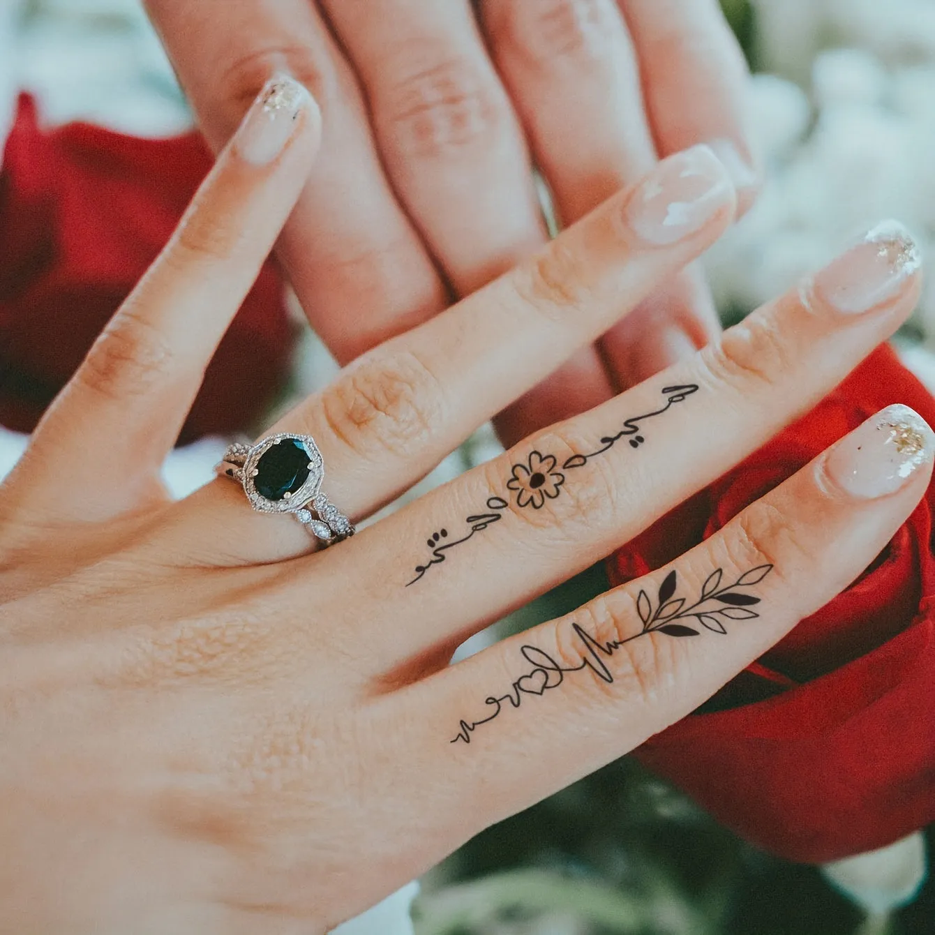 Heartbeat Love Words Butterfly Flying Bird Pattern Finger Wrist Ear Back - 6pcs