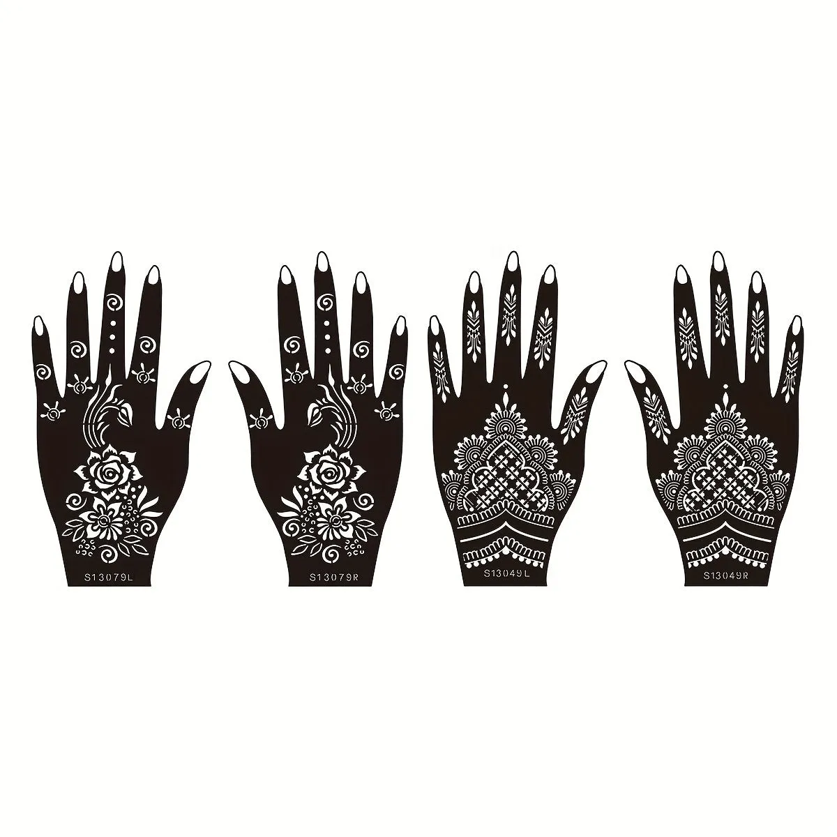 Henna Tattoo Stencils Kit - Temporary Tattoos for Hand and Body - 8 Sheets