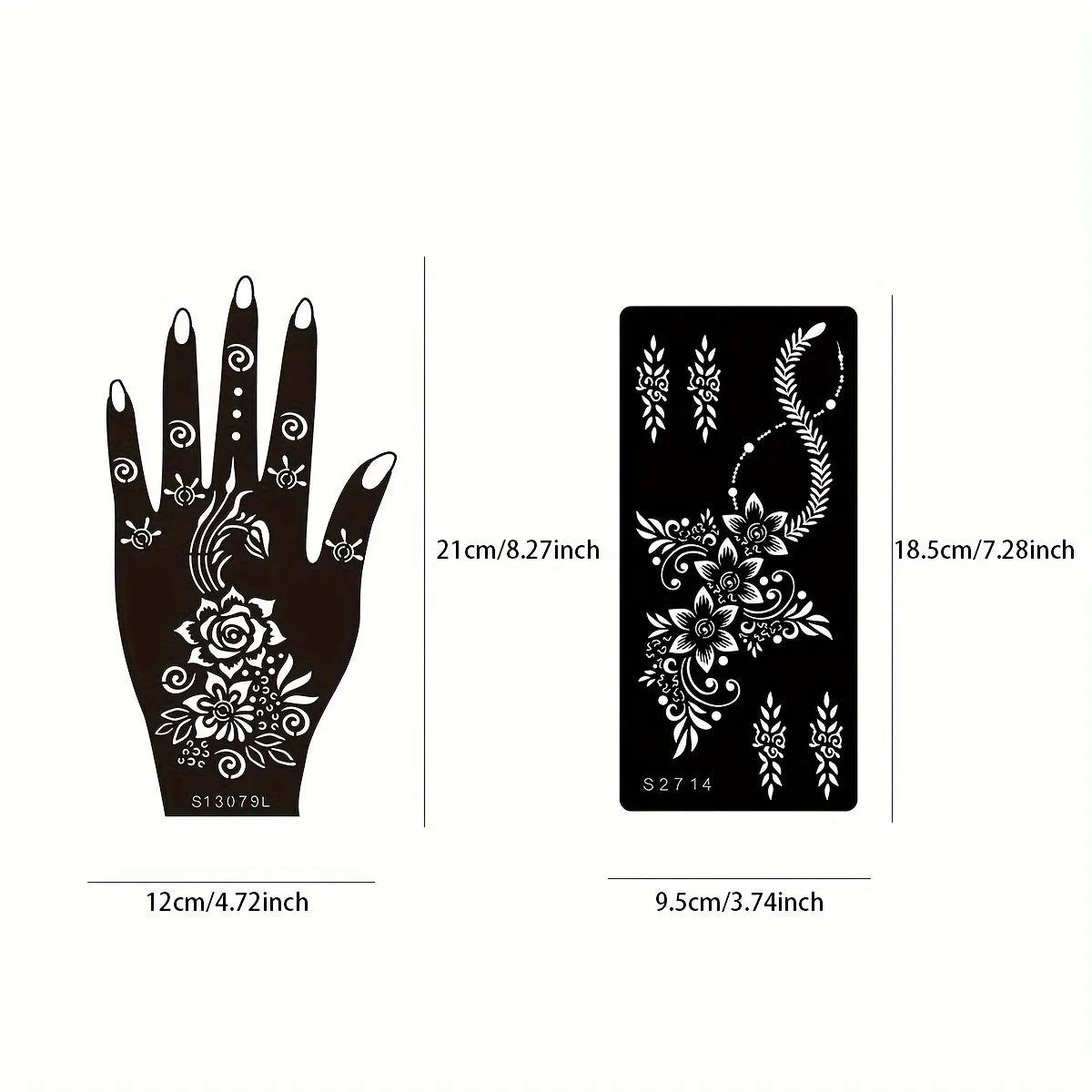 Henna Tattoo Stencils Kit - Temporary Tattoos for Hand and Body - 8 Sheets