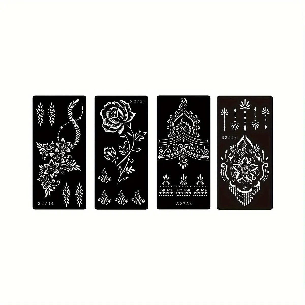 Henna Tattoo Stencils Kit - Temporary Tattoos for Hand and Body - 8 Sheets