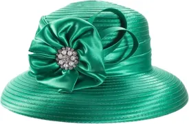 JNKIHAPOT Womens Crystal Satin Ribbon Dressy Church Bridal Hat Fedoras
