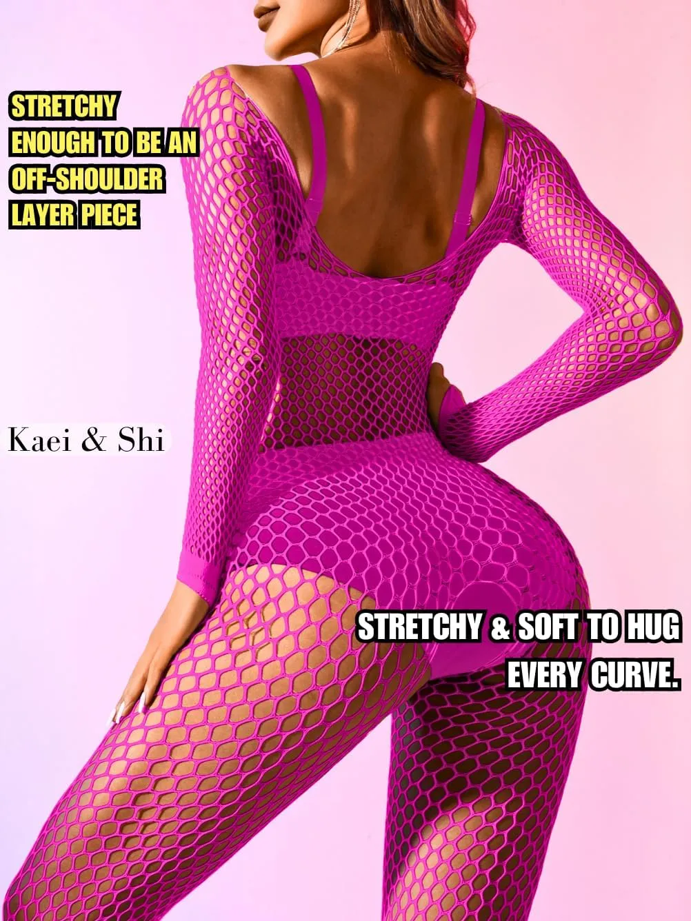 Kaei&Shi Fishnet Bodysuit, Rave Outfits, Backless Bodystocking Fits 0-18