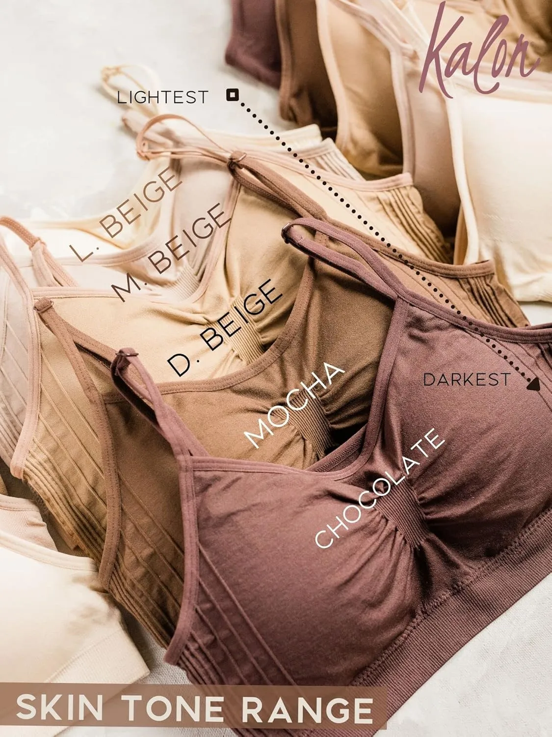 Kalon 4 Pack Womens Nylon Spandex Removable Pads Comfort Cami Bras Wireless