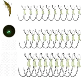 KANAMA Luminous Live Shrimp Hooks - High Carbon Steel Fishing Hooks Saltwater Corrosion Resistant Barbed Strong Hooks Freshwater Shrimp Walker, Ideal for Bass, Groupers, Pike, Catfish & More