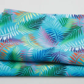 Let's Get Tropical - Tropical Foliage Turquoise 2 Yard Cut