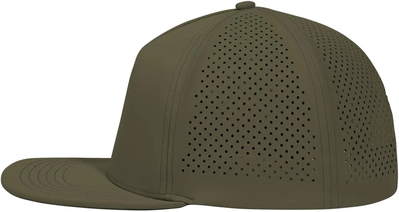 LiuSuper M/L/XL/XXL Flat Brim 5 Panel Hats for Men Performance Mens Snapback Hats Quick Dry Laser Perforated Baseball Cap