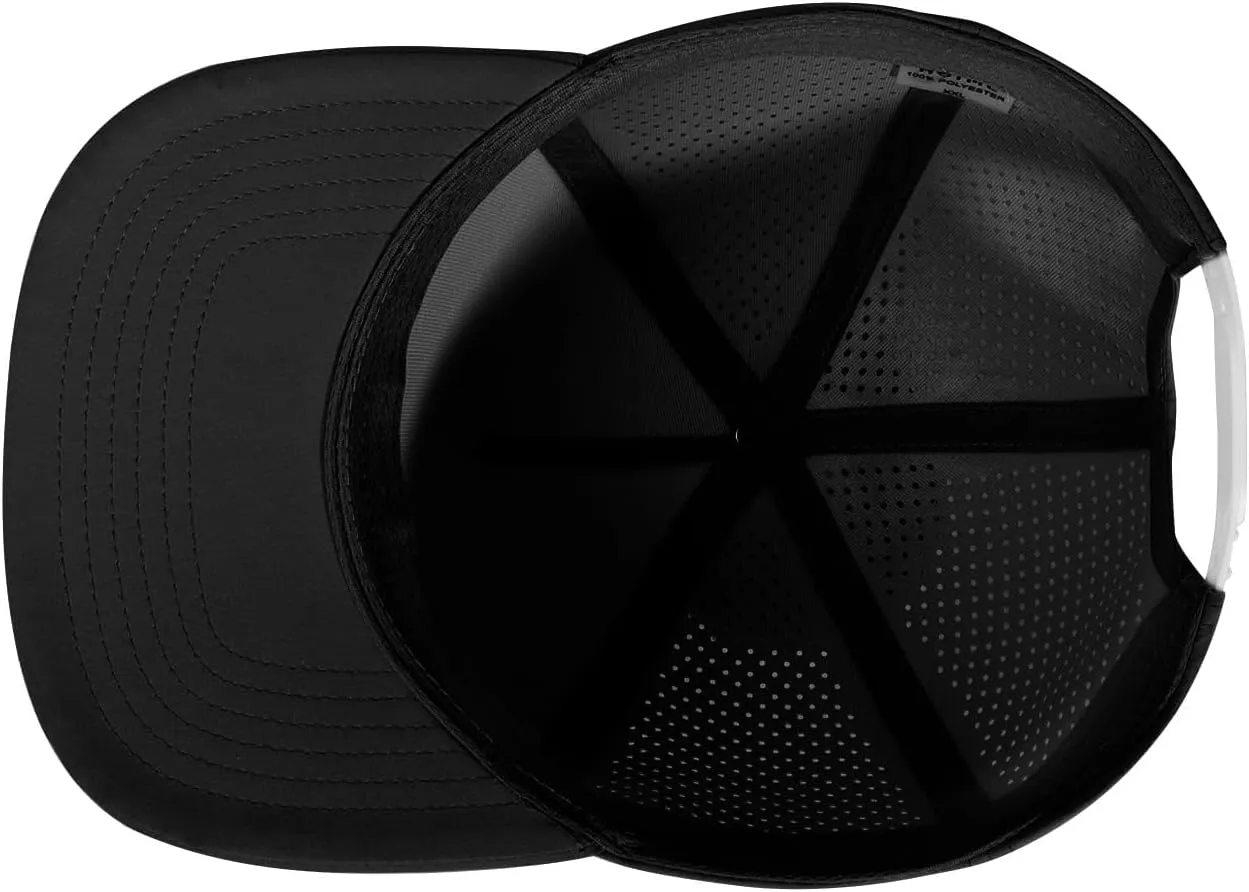 LiuSuper M/L/XL/XXL Flat Brim 5 Panel Hats for Men Performance Mens Snapback Hats Quick Dry Laser Perforated Baseball Cap