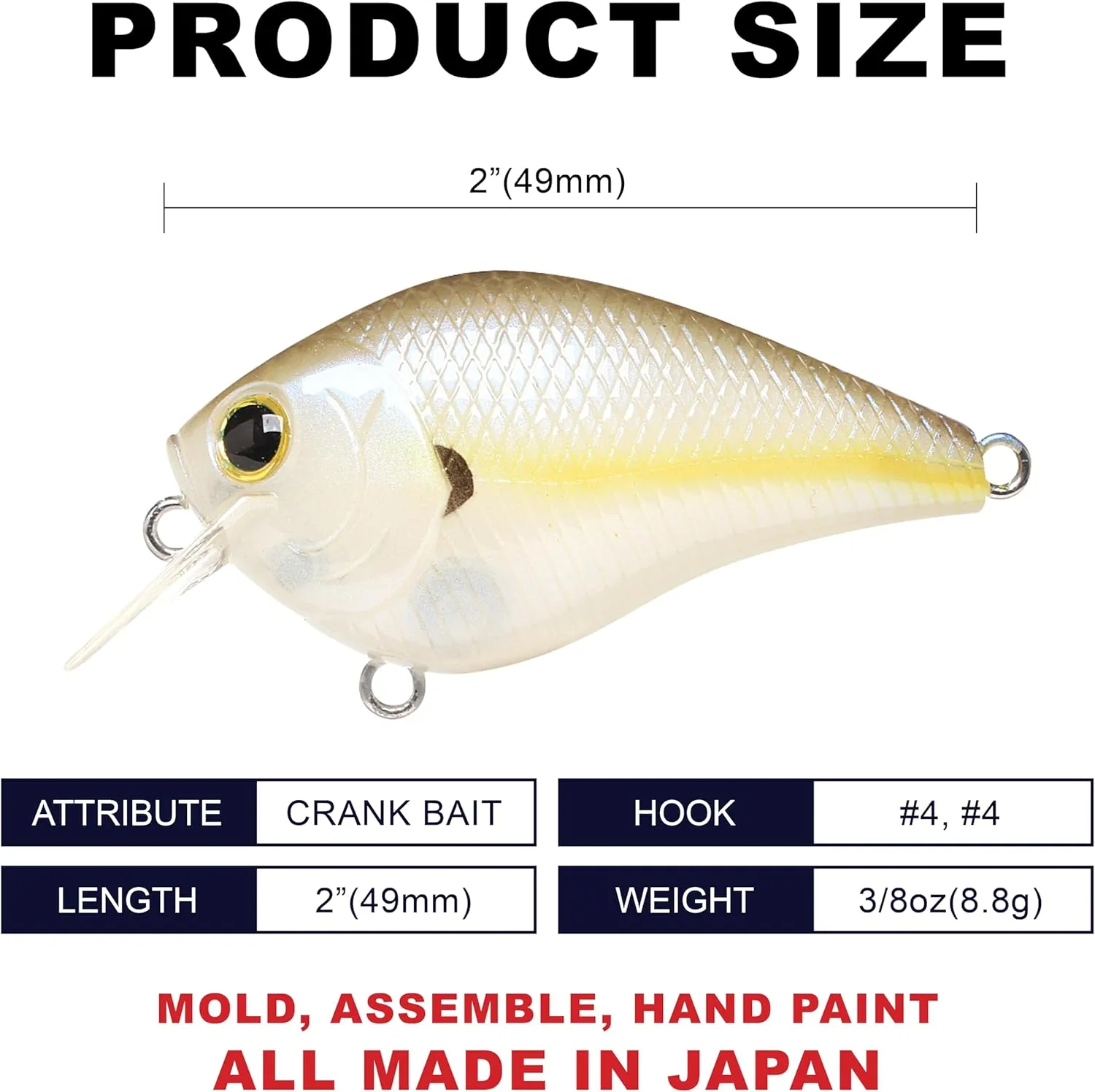LUCKY CRAFT Fat CB BDS 1, Freshwater Bass Fishing Lure, Crank Bait, Smallmouth, Walleye, Floating, Tournament Winning, Perfect Wobbling, Squarebill, Fishing Gear, Fishing Accessories, Fishing Tackle