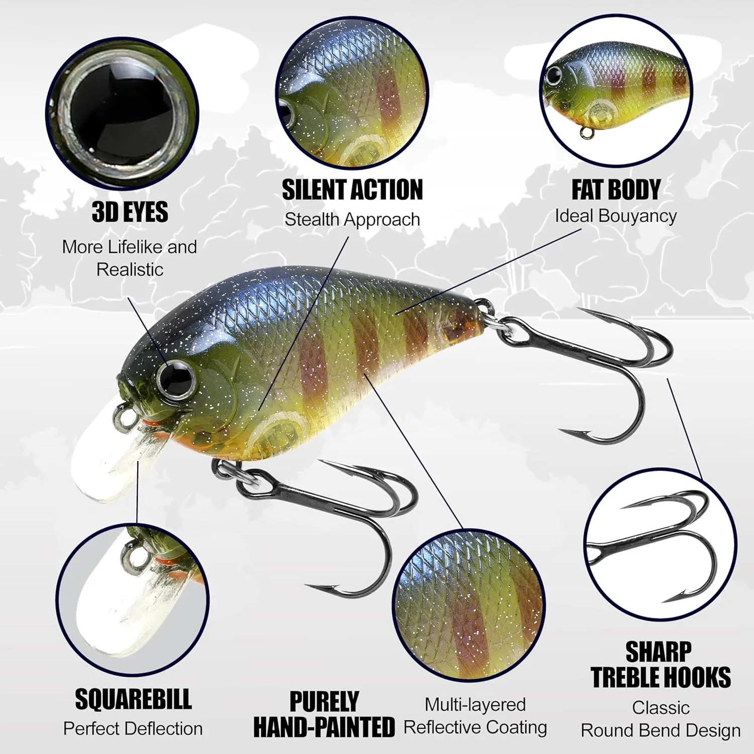 LUCKY CRAFT Fat CB BDS 1, Freshwater Bass Fishing Lure, Crank Bait, Smallmouth, Walleye, Floating, Tournament Winning, Perfect Wobbling, Squarebill, Fishing Gear, Fishing Accessories, Fishing Tackle