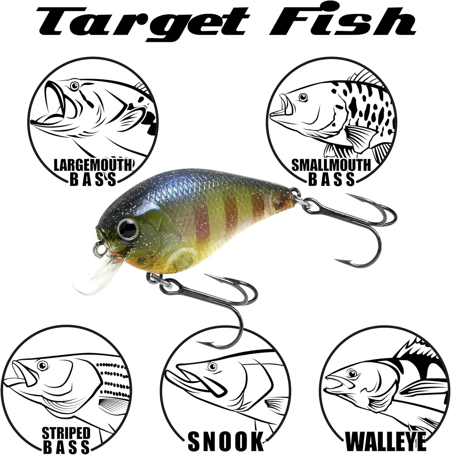 LUCKY CRAFT Fat CB BDS 1, Freshwater Bass Fishing Lure, Crank Bait, Smallmouth, Walleye, Floating, Tournament Winning, Perfect Wobbling, Squarebill, Fishing Gear, Fishing Accessories, Fishing Tackle