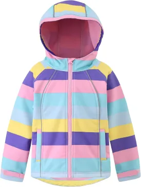 M2C Girls Hooded Fleece Lined Windproof Softshell Windbreaker Jacket