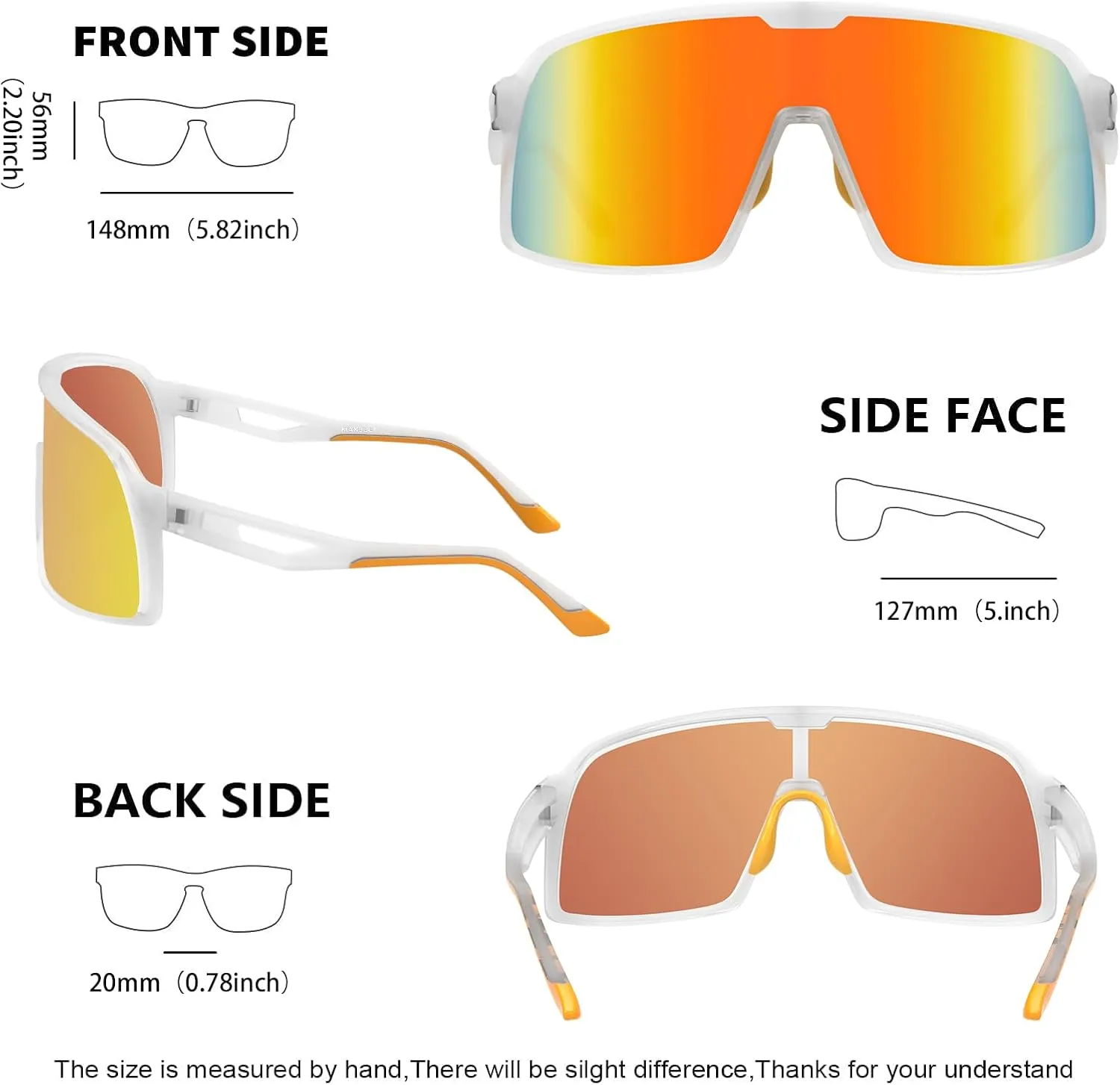 MAXJULI Polarized Cycling Sunglasses for Men Women, Windproof Outdoor Sports Running UV400 Protection Sun Glasses 8214