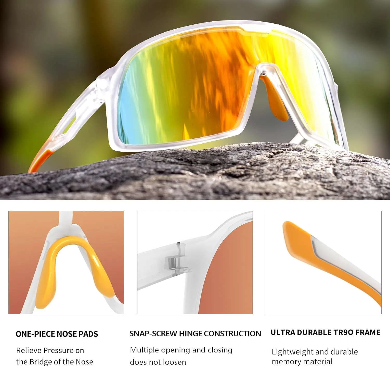MAXJULI Polarized Cycling Sunglasses for Men Women, Windproof Outdoor Sports Running UV400 Protection Sun Glasses 8214