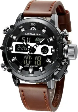 MEGALITH Mens Watches Waterproof Digital Military Sport Tactical Multifunction Heavy Duty Led Rugged Watch for Men, Alarm Stopwatch, Nylon/Leather Strap