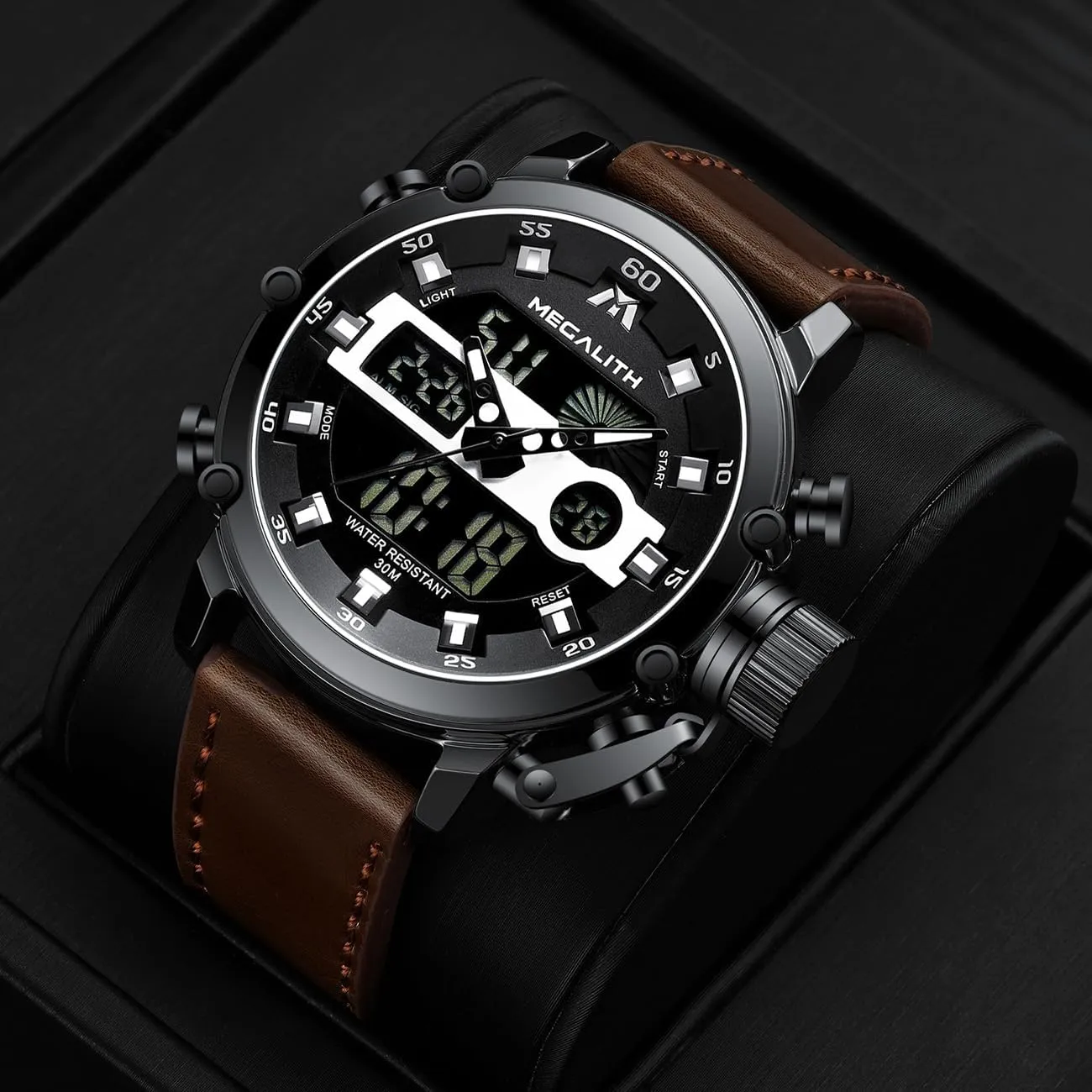 MEGALITH Mens Watches Waterproof Digital Military Sport Tactical Multifunction Heavy Duty Led Rugged Watch for Men, Alarm Stopwatch, Nylon/Leather Strap