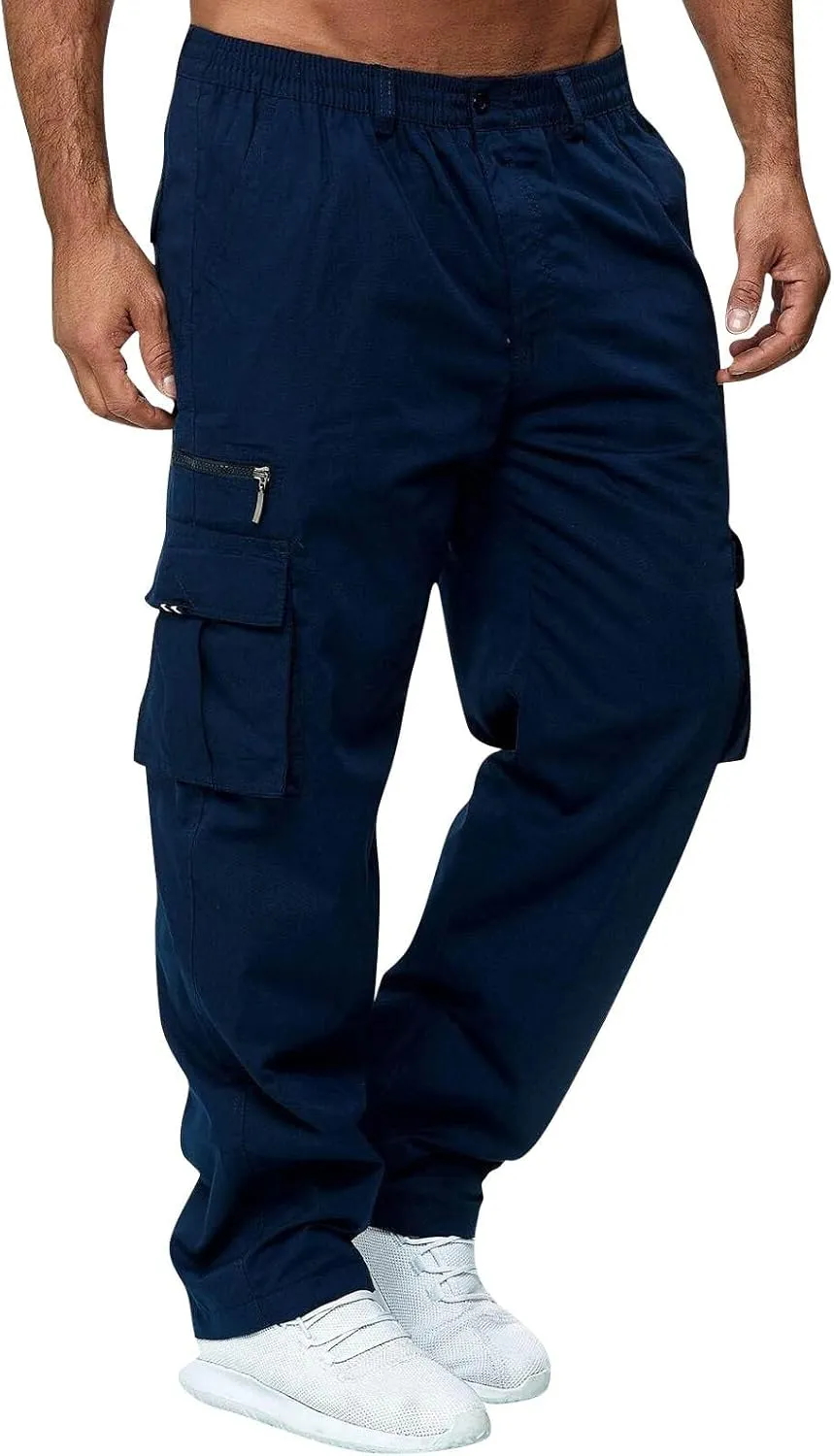 Men's Casual Cargo Sweatpants Waist Drawstring Joggers Hiking Tactical Pants for Men with Pockets Work Outdoor