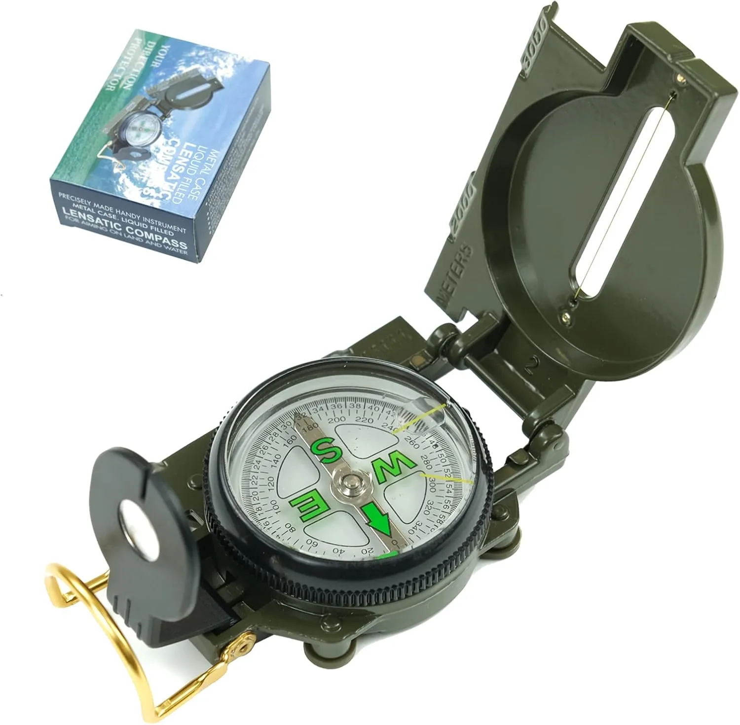 Military Sighting Compass for Hiking, Outdoor Compass for Hunting Camping & Boy Scouts - Waterproof & Durable
