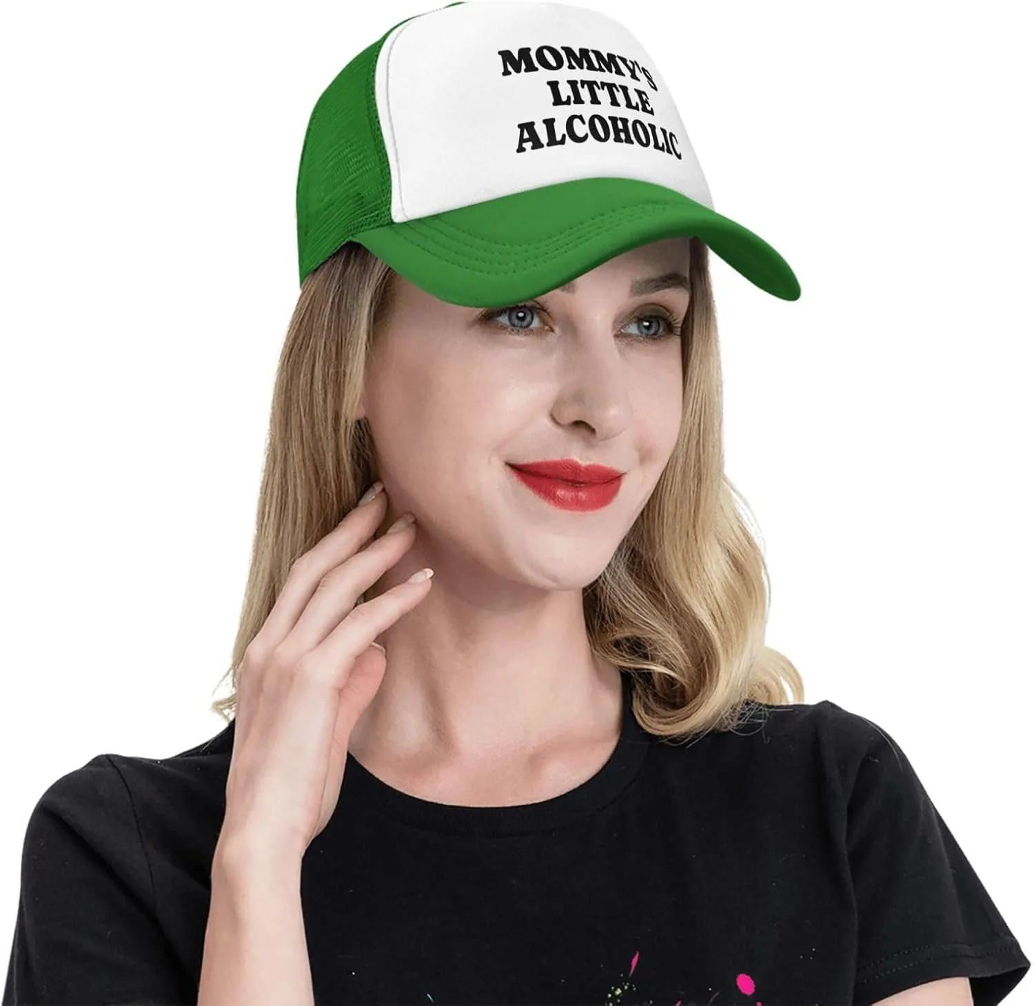 Mommy's Little Alcoholic Hat Funny Trucker Hats Mesh Baseball Cap, Adjustable Fishing Caps Hat for Men Women