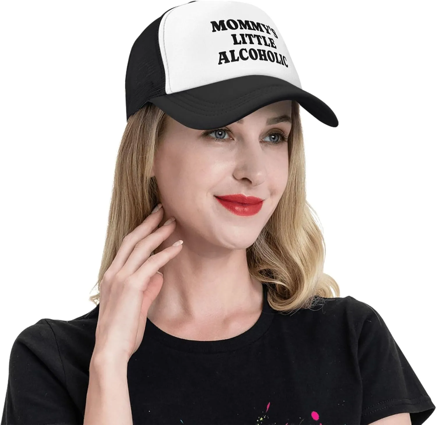 Mommy's Little Alcoholic Hat Funny Trucker Hats Mesh Baseball Cap, Adjustable Fishing Caps Hat for Men Women
