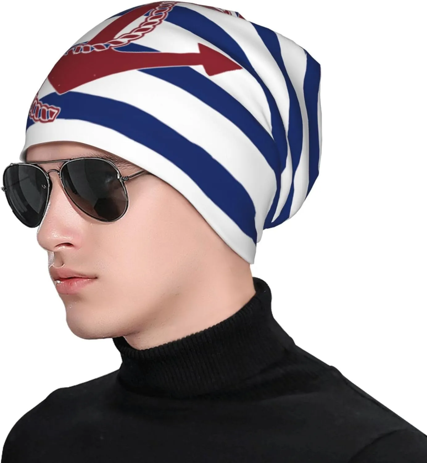 Nautical Anchor Knit Beanie Hat Adults Stretch Knitted Skull Beanies Cap Hats for Women Men