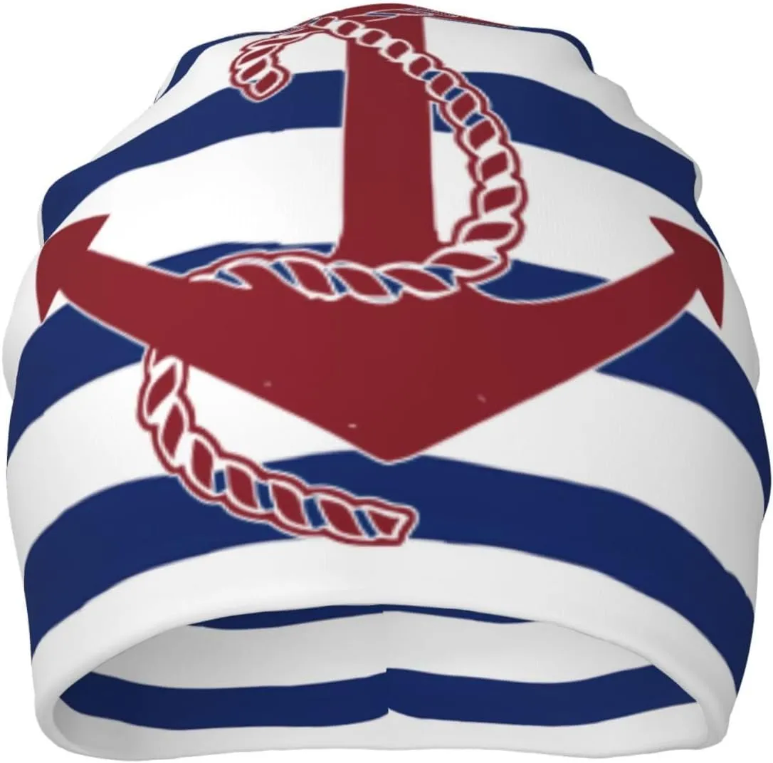 Nautical Anchor Knit Beanie Hat Adults Stretch Knitted Skull Beanies Cap Hats for Women Men