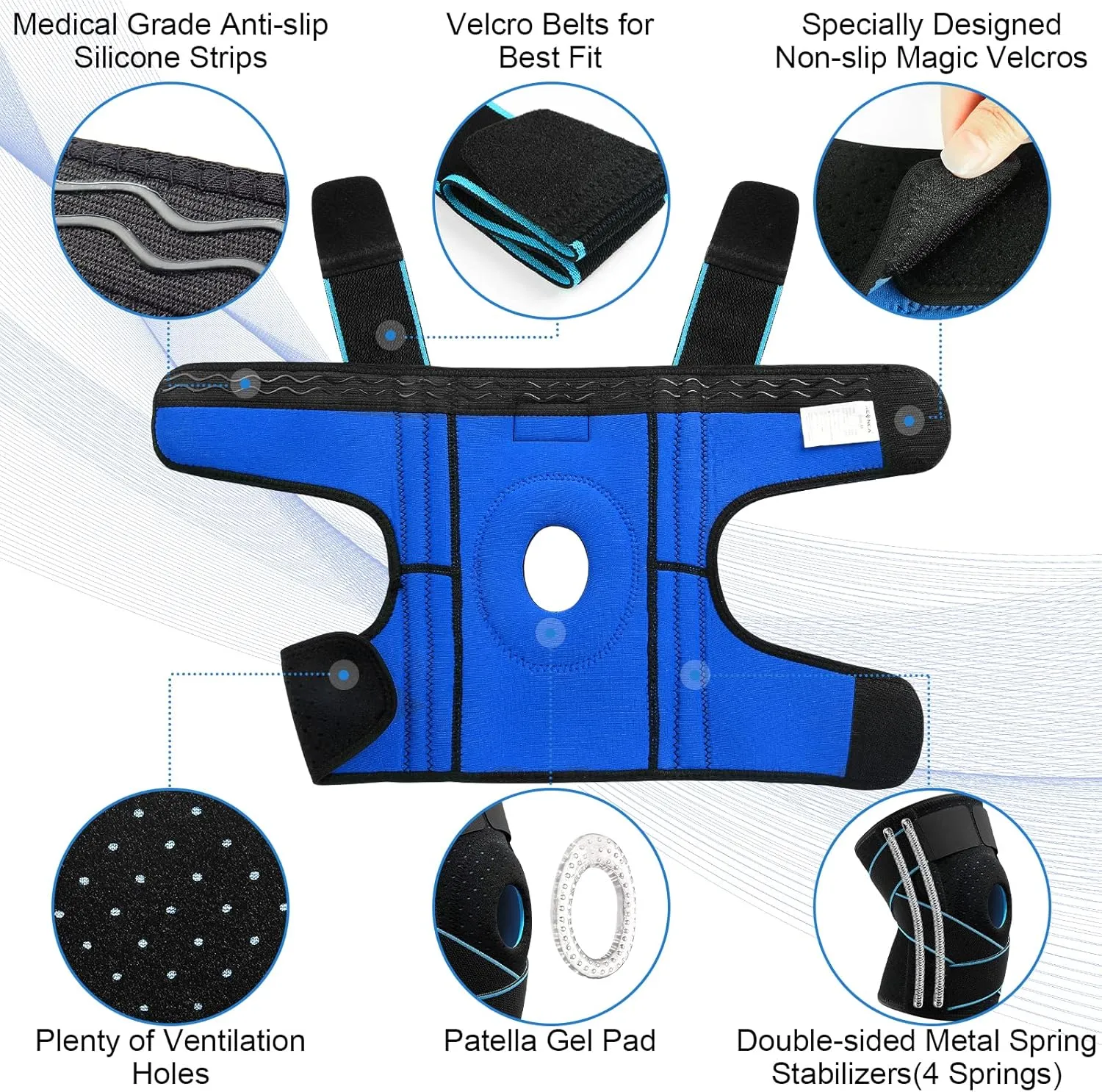 NEENCA Knee Brace for Knee Pain, Adjustable Knee Support with Patella Gel Pad & Side Spring Stabilizers, Knee Wrap for Arthritis, Meniscus Tear, ACL, Knee Pain Relief, Runner, Sport - FSA/HSA Approved