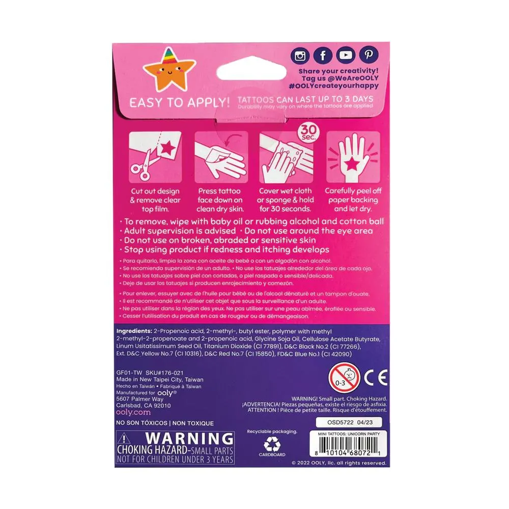 Ooly Tattoo-Palooza Temporary Tattoos Mini Pack - Unicorn Party