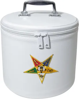 Premium OES White Fez Hat with Case & Gold Tassel  Embroidered OES with Star Emblem, 100% Wool Felt (Standard (Off-White) Fez, Hat Size: 7 (60cm / 23 1/2") XL)