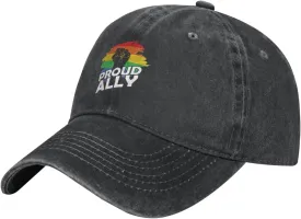 Pride Month LGBTQ Gay Pride Ally Pattern Baseball Cap,Denim Sun Hat, Dad Cap Trucker Hat for Outdoor Sports Black