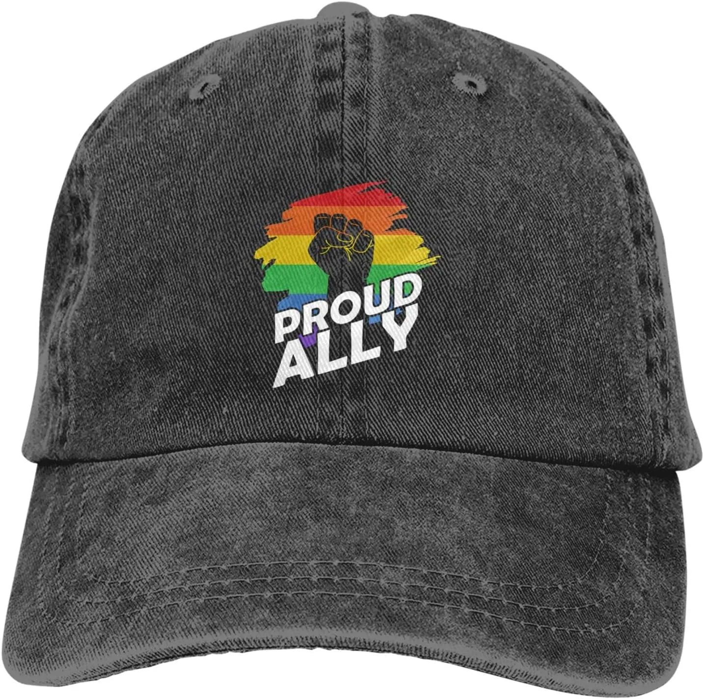 Pride Month LGBTQ Gay Pride Ally Pattern Baseball Cap,Denim Sun Hat, Dad Cap Trucker Hat for Outdoor Sports Black