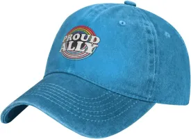 Pride Month LGBTQ Gay Pride Ally Pattern Baseball Cap,Denim Sun Hat, Dad Cap Trucker Hat for Outdoor Sports Black
