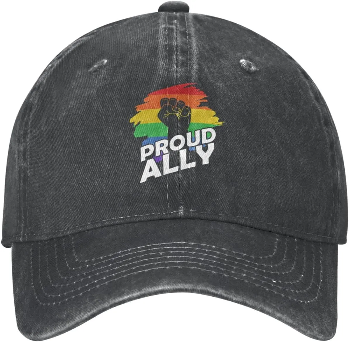 Pride Month LGBTQ Gay Pride Ally Pattern Baseball Cap,Denim Sun Hat, Dad Cap Trucker Hat for Outdoor Sports Black