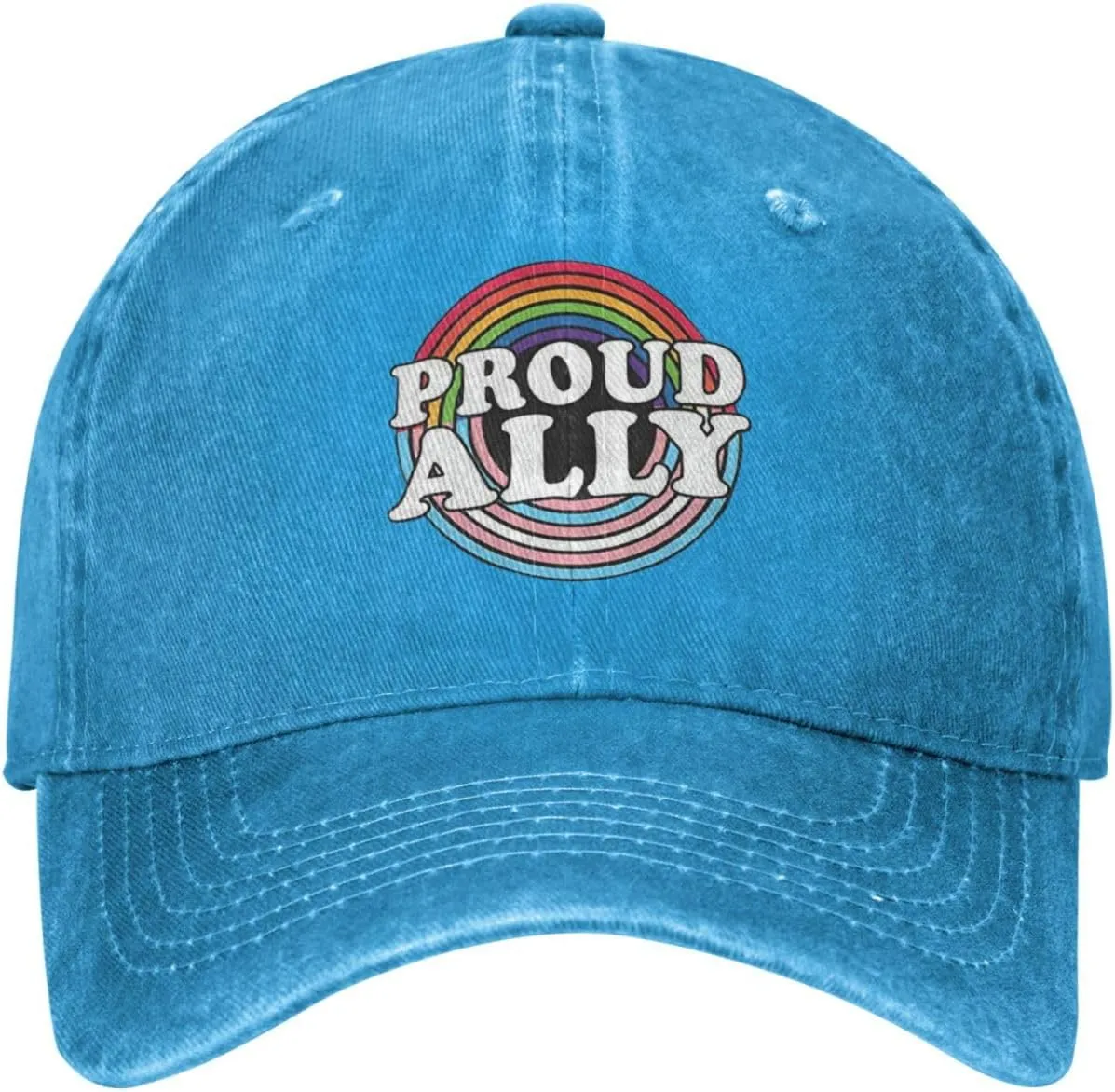 Pride Month LGBTQ Gay Pride Ally Pattern Baseball Cap,Denim Sun Hat, Dad Cap Trucker Hat for Outdoor Sports Black