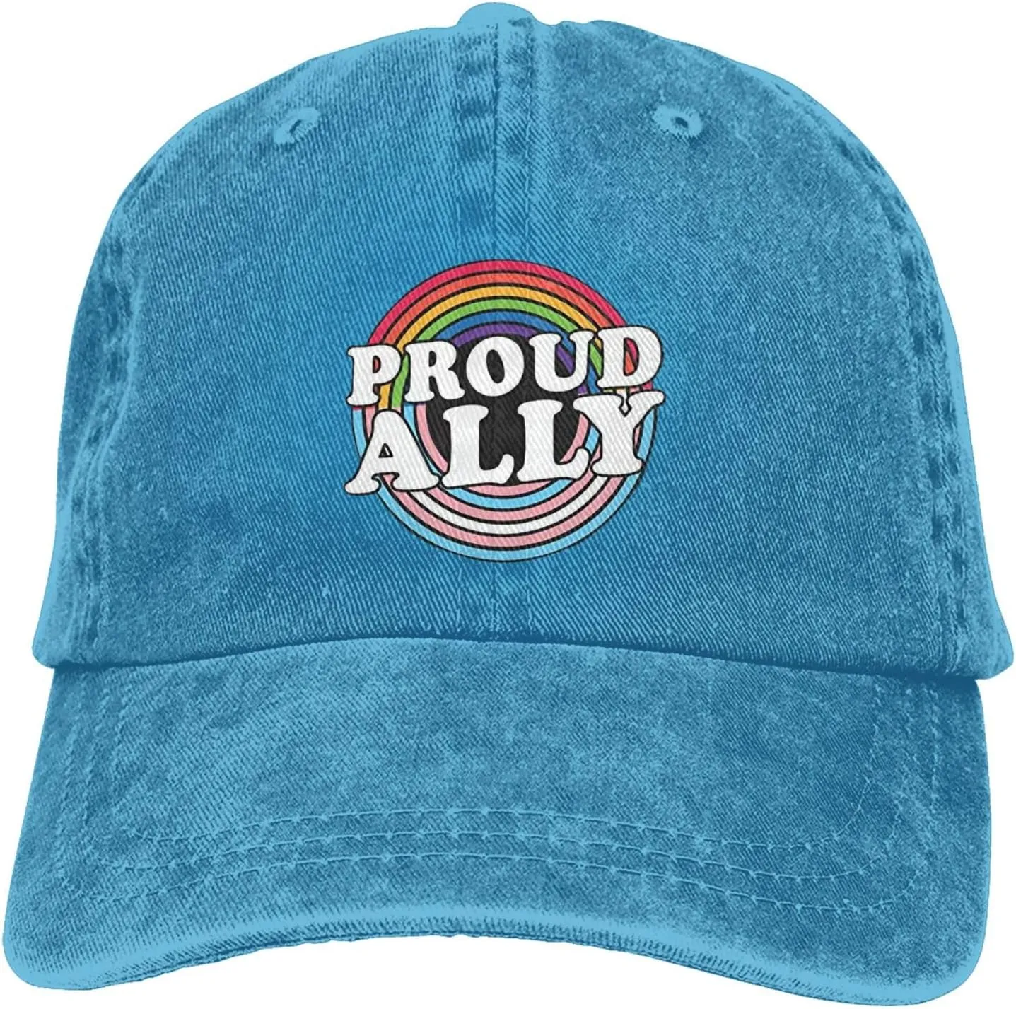 Pride Month LGBTQ Gay Pride Ally Pattern Baseball Cap,Denim Sun Hat, Dad Cap Trucker Hat for Outdoor Sports Black