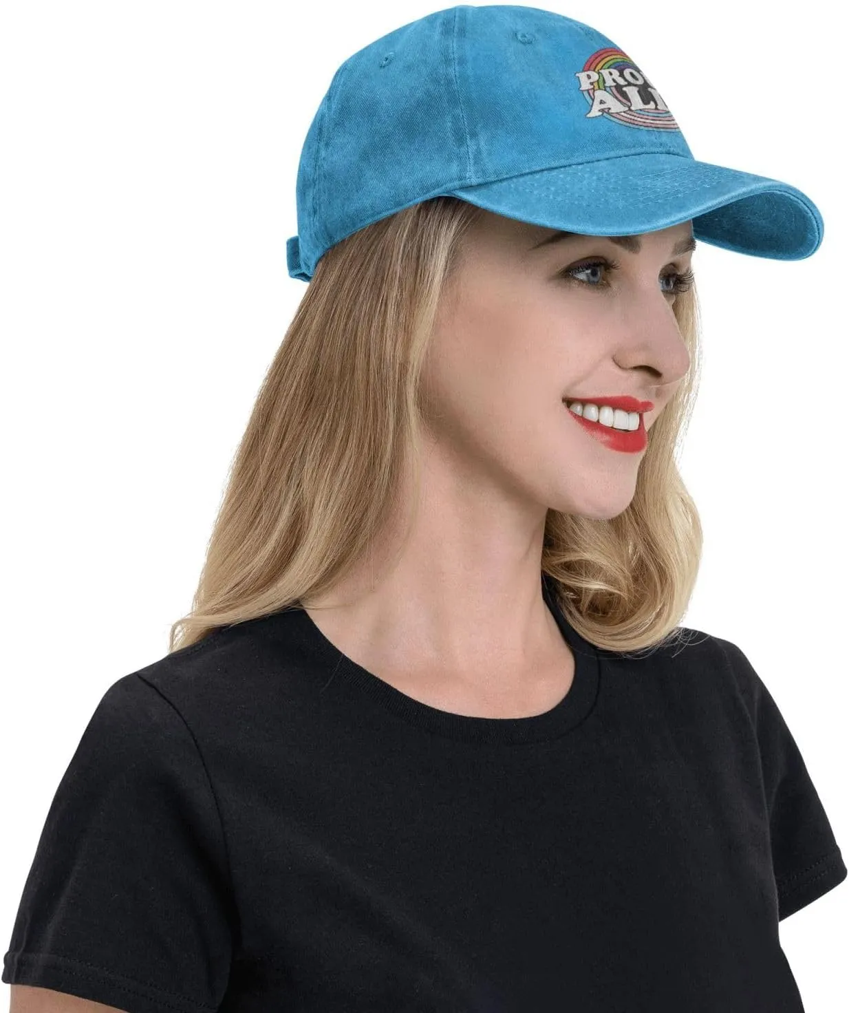 Pride Month LGBTQ Gay Pride Ally Pattern Baseball Cap,Denim Sun Hat, Dad Cap Trucker Hat for Outdoor Sports Black