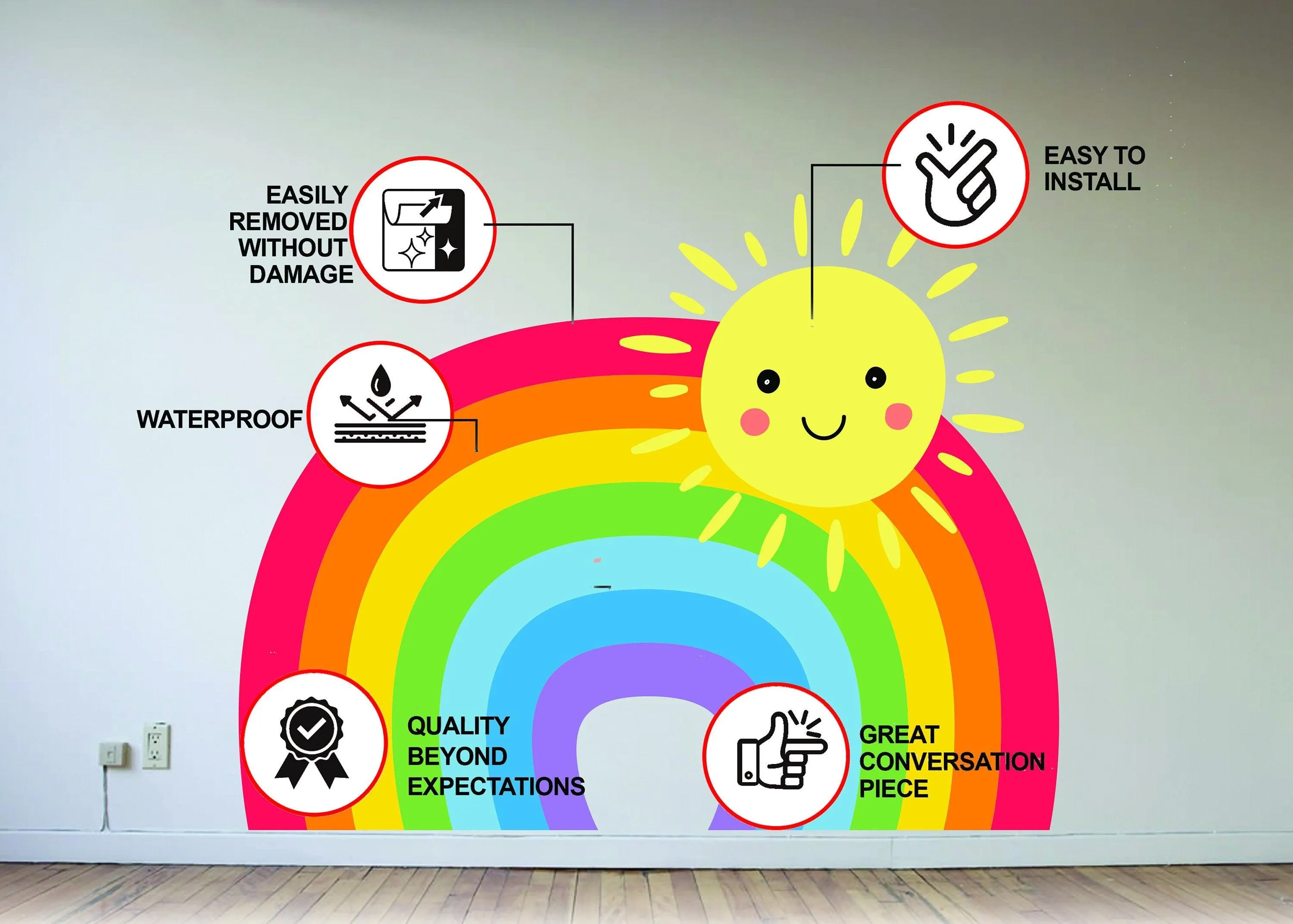 Rainbow Wall Sticker - Nursery Baby Room Decoration Colorful Vinyl Decal