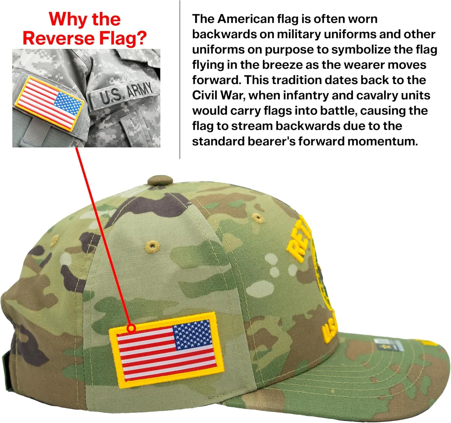 Retired US Army Veteran Hat Official Licensed Army Hat, Adjustable Baseball Cap for Men Tactical Hat