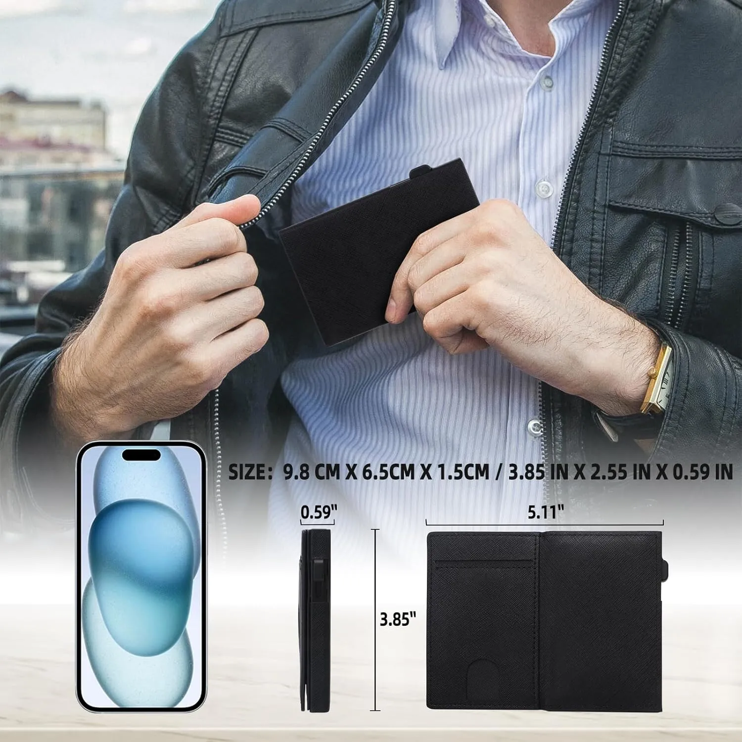 Rfid Mens Wallet, Slim Cards Holder for Men, Credit Card Case Money Clip