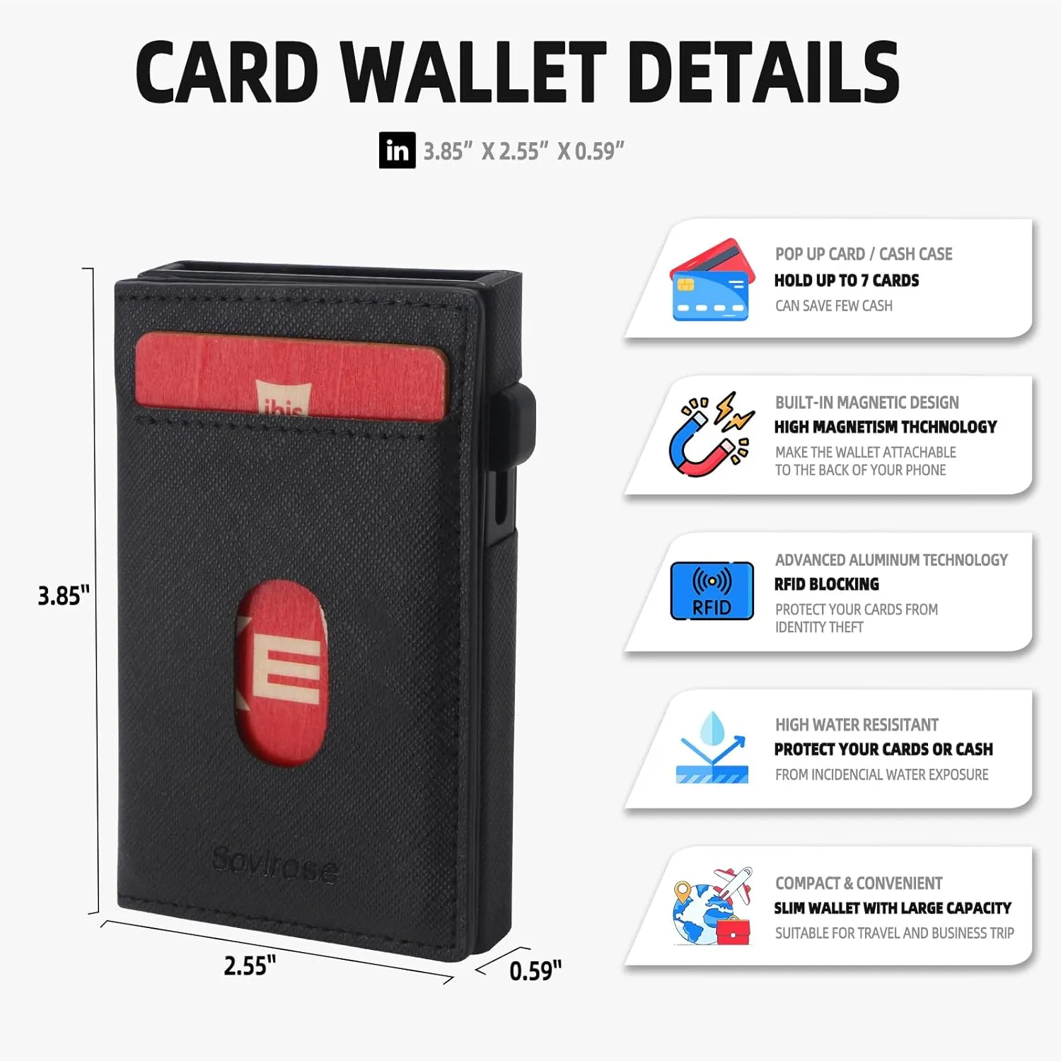 Rfid Mens Wallet, Slim Cards Holder for Men, Credit Card Case Money Clip
