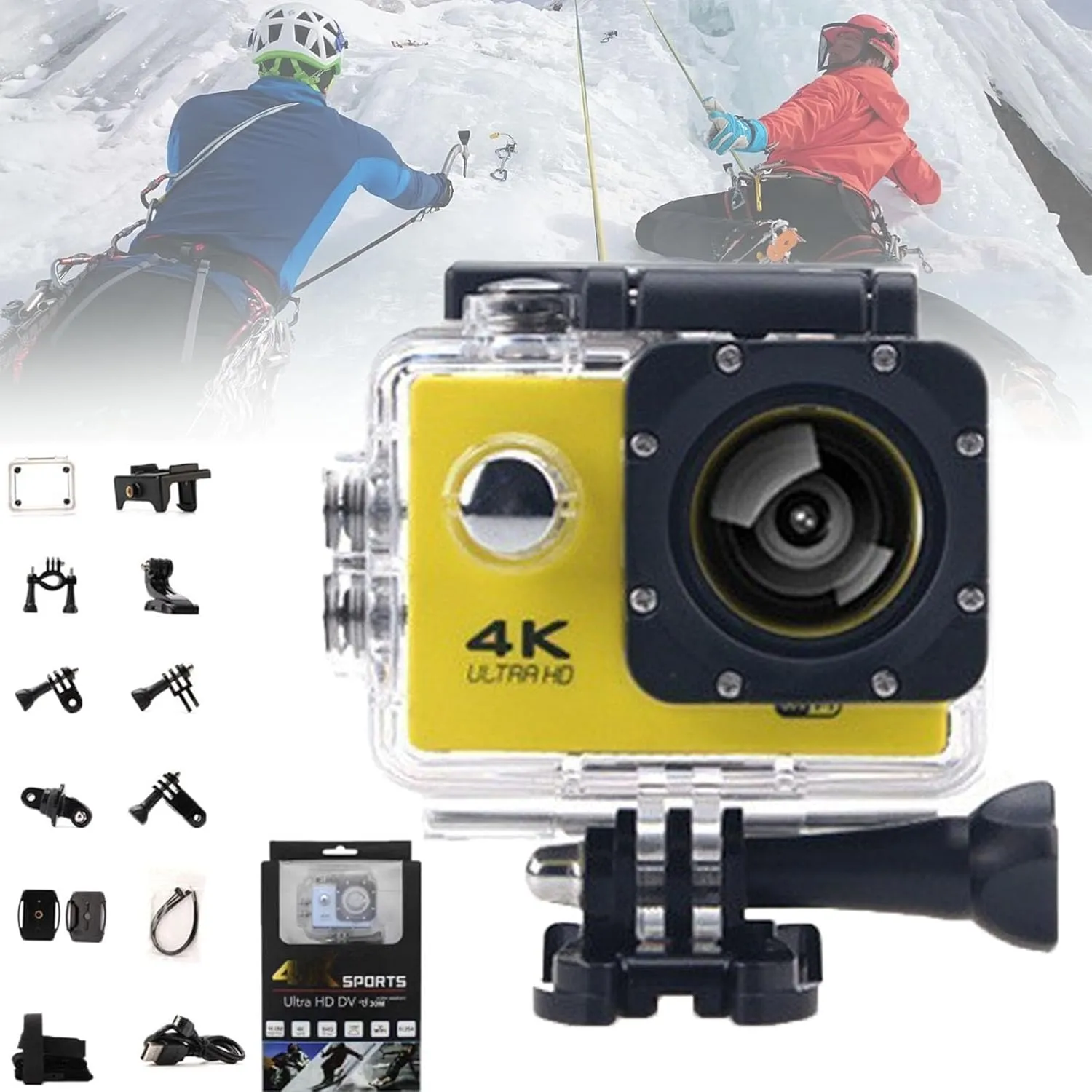 Roamix Vision 4k Action Camera, Roamix Vision  4K, 2025 New 4k Sport Camera, DV HD Waterproof Outdoor, Outdoor Waterproof Sports, Record Every Moment of Life (Yellow,64G)