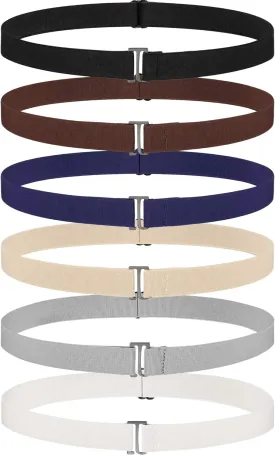 SATINIOR 6 Pcs Women No Show Invisible Belt Stretch Elastic Women Flat Buckle Belt for Jeans Pants Dresses