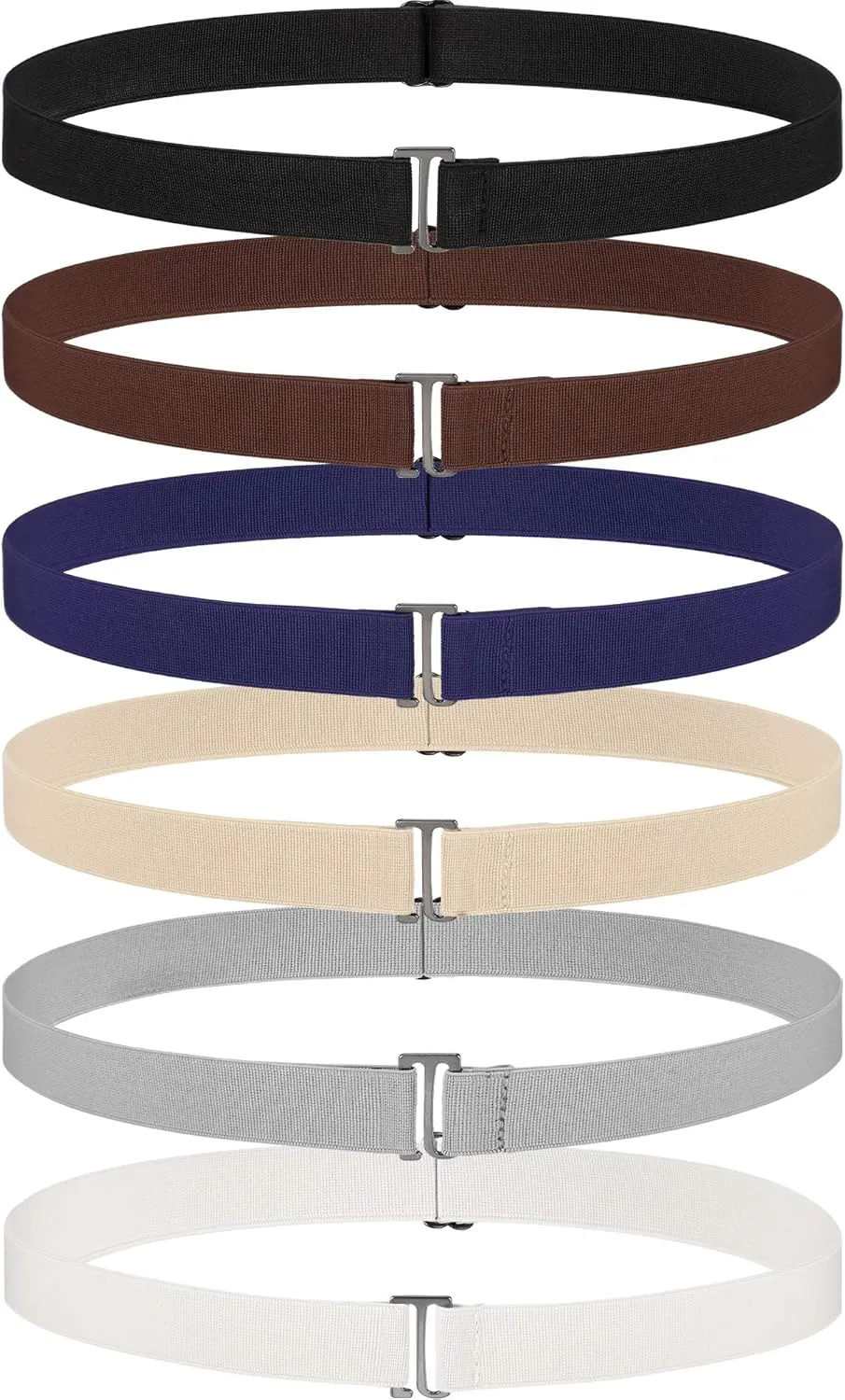 SATINIOR 6 Pcs Women No Show Invisible Belt Stretch Elastic Women Flat Buckle Belt for Jeans Pants Dresses