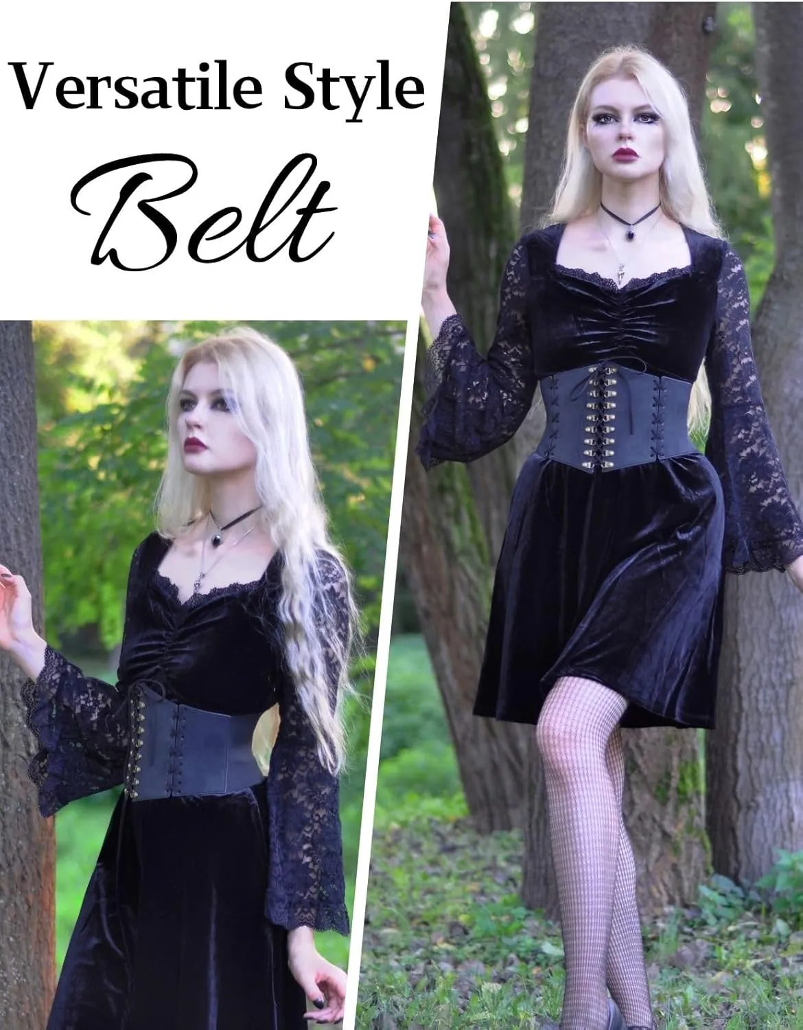 Scarlet Darkness Women Wide Belt Elastic Waist Belt Lace-up Corset Belts for Dress
