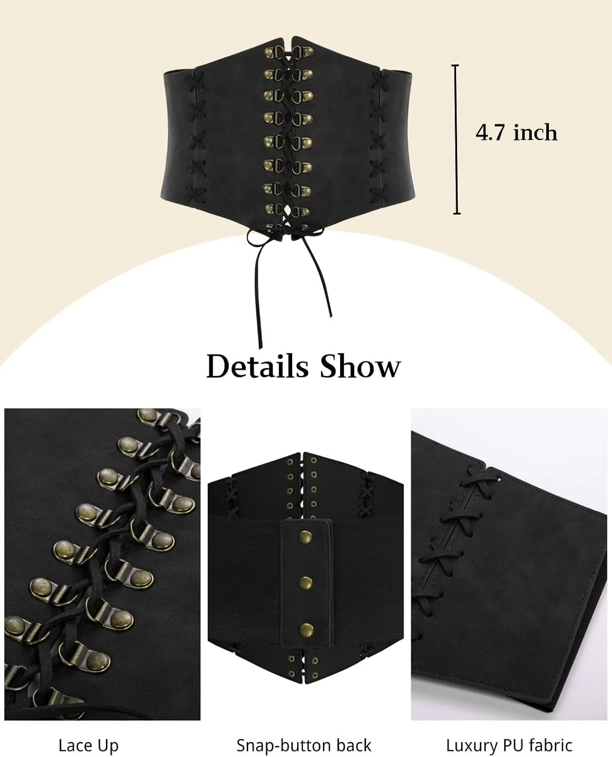 Scarlet Darkness Women Wide Belt Elastic Waist Belt Lace-up Corset Belts for Dress