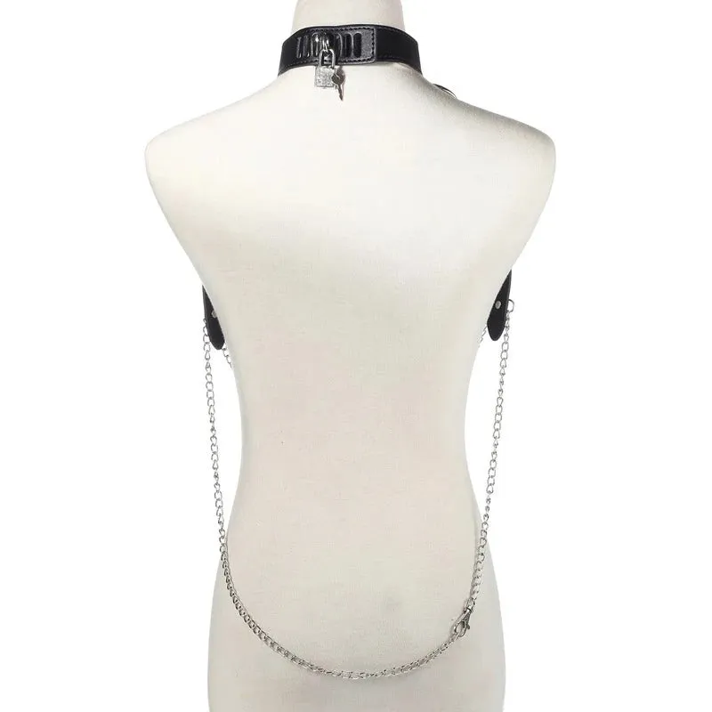 Sexy Body Chest Harness for Women with Many Chains / Body Harness Accessory in Gothic Fashion