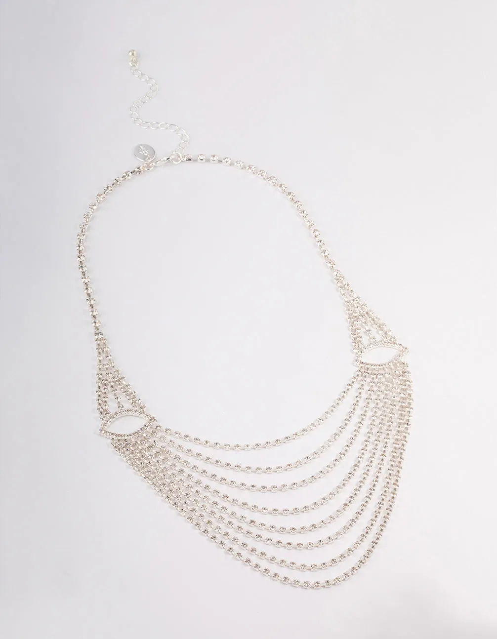 Silver Diamante Layered Statement Necklace