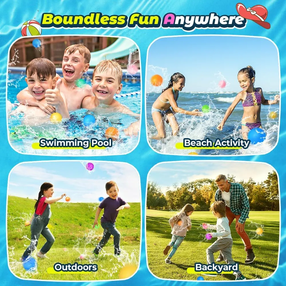 SOPPYCID 12Pcs Reusable Water Balloons, Pool Beach water Toys for Boys and Girls, Outdoor Summer Toys for Kids Ages 3-12, Magnetic Water Ball for Outdoor Activities