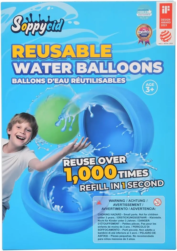 SOPPYCID 12Pcs Reusable Water Balloons, Pool Beach water Toys for Boys and Girls, Outdoor Summer Toys for Kids Ages 3-12, Magnetic Water Ball for Outdoor Activities